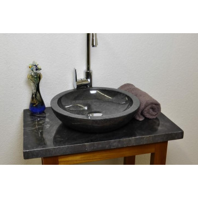 DIVERO kamenné umývadlo - čierny leštený mramor