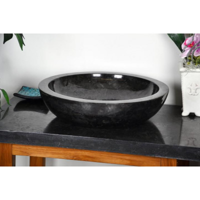 DIVERO kamenné umývadlo - čierny leštený mramor