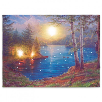 Nástenná maľba horské jazero, 3 LED + 40 LED, 30 x 40 cm Nástenná maľba horské jazero, 3 LED + 40 LED, 30 x 40 cm
