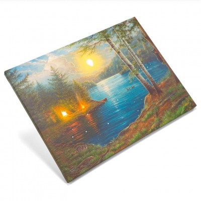 Nástenná maľba horské jazero, 3 LED + 40 LED, 30 x 40 cm Nástenná maľba horské jazero, 3 LED + 40 LED, 30 x 40 cm