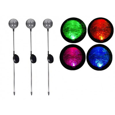 Záhradná sada solárnych LED lámp - 3 sklenené gule s farebnou zmenou