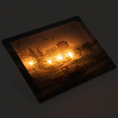 Nástenná maľba dom pri jazere, 4 LED, 30 x 40 cm Nástenná maľba dom pri jazere, 4 LED, 30 x 40 cm