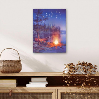 Nástenná maľba horské jazero, 2 LED + 20 LED, 30 x 40 cm Nástenná maľba horské jazero, 2 LED + 20 LED, 30 x 40 cm