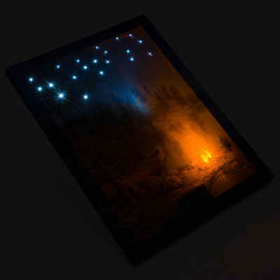 Nástenná maľba horské jazero, 2 LED + 20 LED, 30 x 40 cm Nástenná maľba horské jazero, 2 LED + 20 LED, 30 x 40 cm