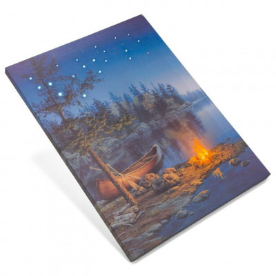 Nástenná maľba horské jazero, 2 LED + 20 LED, 30 x 40 cm Nástenná maľba horské jazero, 2 LED + 20 LED, 30 x 40 cm