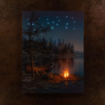 Nástenná maľba horské jazero, 2 LED + 20 LED, 30 x 40 cm Nástenná maľba horské jazero, 2 LED + 20 LED, 30 x 40 cm