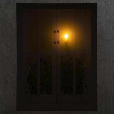 Nástenná maľba slnka za oknom, 1 LED, 30 x 40 cm Nástenná maľba slnka za oknom, 1 LED, 30 x 40 cm