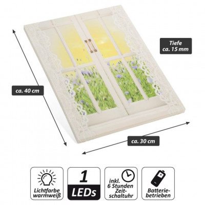 Nástenná maľba slnka za oknom, 1 LED, 30 x 40 cm Nástenná maľba slnka za oknom, 1 LED, 30 x 40 cm