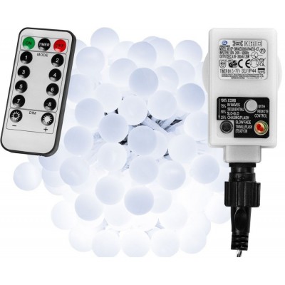VOLTRONIC Párty osvetlenie 10m,100 LED,studená biela+ovládač