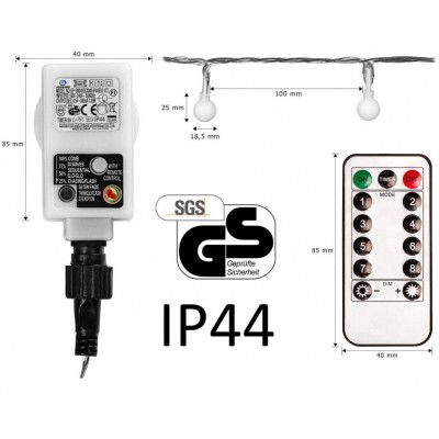 VOLTRONIC Párty osvetlenie 10m,100 LED,studená biela+ovládač