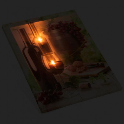 Nástenná maľba víno, 2 LED, 30 x 40 cm Nástenná maľba víno, 2 LED, 30 x 40 cm
