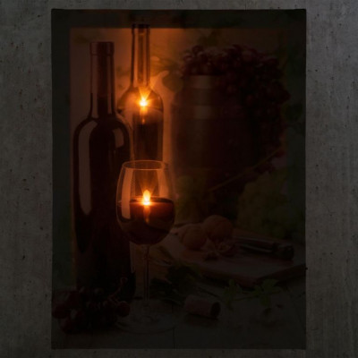 Nástenná maľba víno, 2 LED, 30 x 40 cm Nástenná maľba víno, 2 LED, 30 x 40 cm