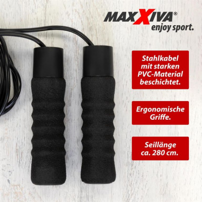 MAXXIVA rýchlostné švihadlo, 280 cm, čierne