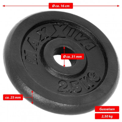 MAXXIVA sada 2 závaží na činky celkom 5 kg, liatina, čierna
