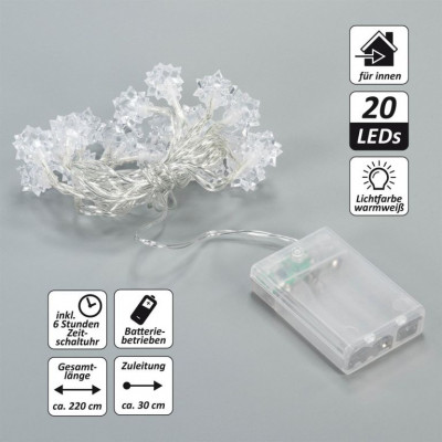 NEXOS Sada osvetlenia - hviezdy, 20 LED, teplá biela, 3 ks