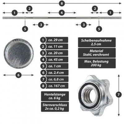 MAXXIVA obojručný činkový set, 60,5 kg, 8 závaží