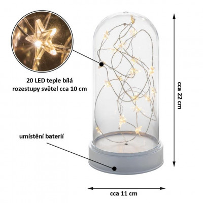 Vianočná svietiaca dekorácia kupola - 20 LED, teple biela