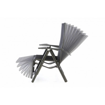 Záhradné hliníkové skladacie kreslo s podnožkou RELAX - antracit