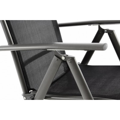 Záhradné hliníkové skladacie kreslo s podnožkou RELAX - antracit