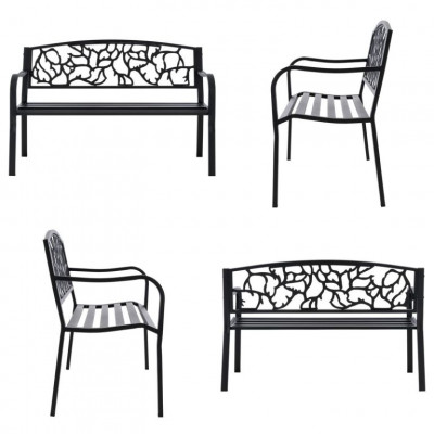 Záhradná kovová lavička v starožitnom štýle, 127 x 84 cm