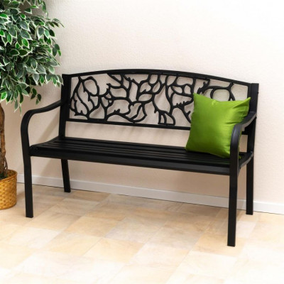 Záhradná kovová lavička v starožitnom štýle, 127 x 84 cm