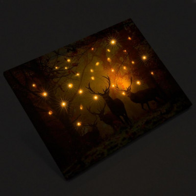 Nástenná maľba- Jelenie stádo, 30 LED, 30 x 40 cm Nástenná maľba- Jelenie stádo, 30 LED, 30 x 40 cm