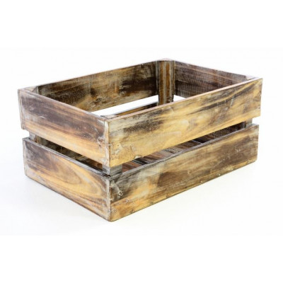 Drevená debnička VINTAGE DIVERO hnedá - 44 x 28 x 19 cm