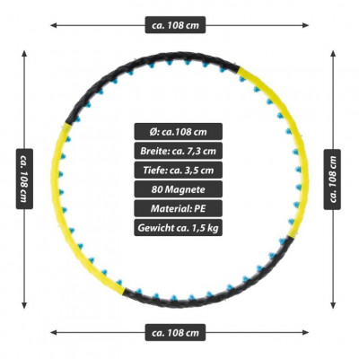 MAXXIVA hula- hoop masážna obruč, 108 cm, čierno-žltá