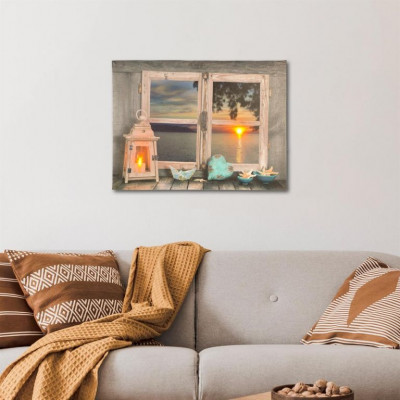 Nástenná maľba výhľad na more, 2 LED, 30 x 40 cm Nástenná maľba výhľad na more, 2 LED, 30 x 40 cm
