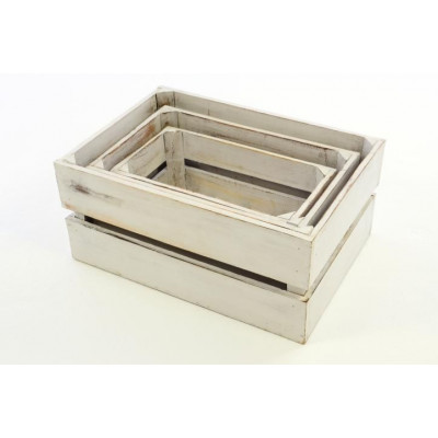 Drevená debnička VINTAGE DIVERO biela - 51 x 36 x 23 cm