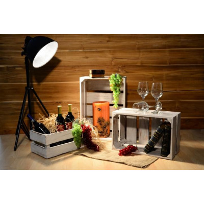 Drevená debnička VINTAGE DIVERO biela - 51 x 36 x 23 cm