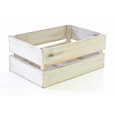 Drevená debnička VINTAGE DIVERO biela - 51 x 36 x 23 cm