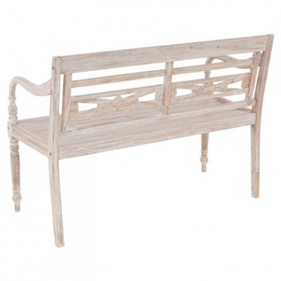 DIVERO 2-miestna lavica - 119 cm, teak, biela shabby
