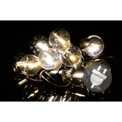 Záhradné párty osvetlenie LED - sklenené žiarovky - 5 m teplá biela