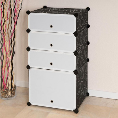 Zásuvný botník čierno-biely