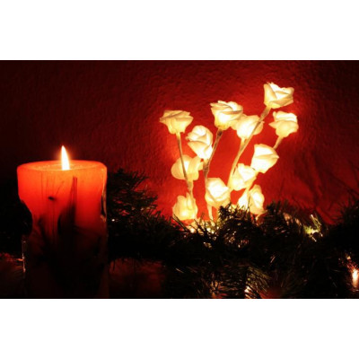 Svetelná dekorácia - Dekoratívne ruže - 16 LED, 45 cm