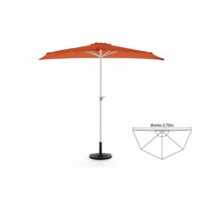 Polkruhový záhradný slnečník terakota vrátane príslušenstva