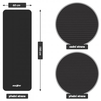 MAXXIVA gymnastická podložka, čierna, 190 x 60 x 1,5 cm
