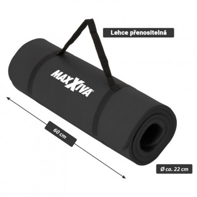 MAXXIVA gymnastická podložka, čierna, 190 x 60 x 1,5 cm