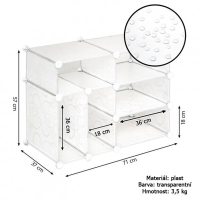 Transparentný regál - zásuvný systém
