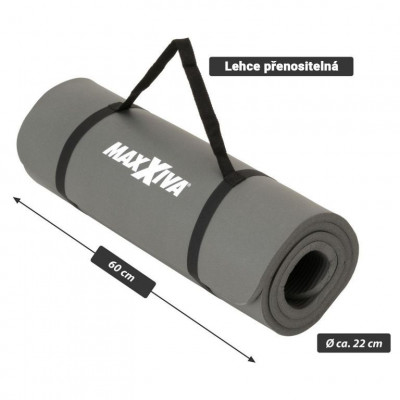 MAXXIVA gymnastická podložka, sivá, 190 x 60 x 1,5 cm