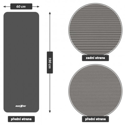 MAXXIVA gymnastická podložka, sivá, 190 x 60 x 1,5 cm