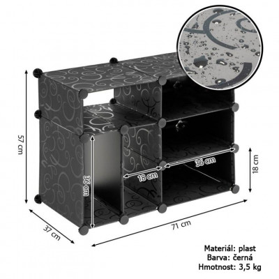 Regál čierny - zásuvný systém