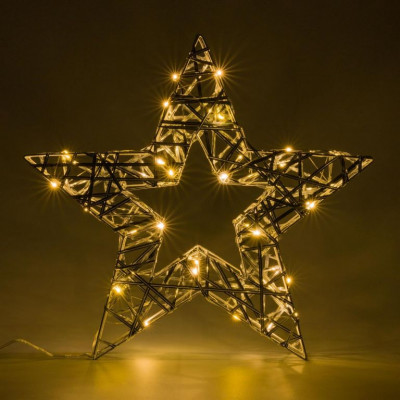 Vianočná hviezda s časovačom- teple biela, 30 LED, 40 cm