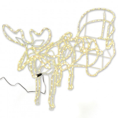 Vianočný sob so saňami teple biely, 14m