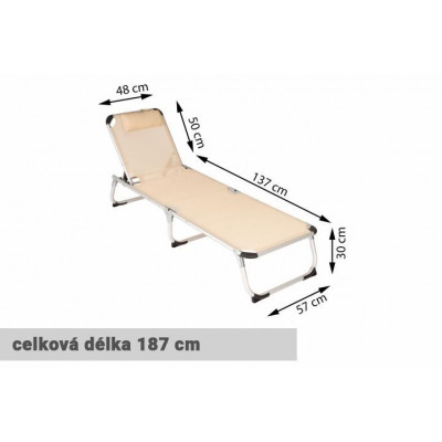 Záhradné skladacie ležadlo s vankúšom - béžové Záhradné skladacie ležadlo s vankúšom - béžové
