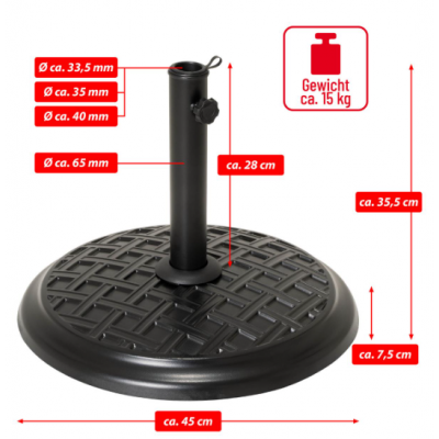 Podstavec na slnečník, okrúhly, 15 kg
