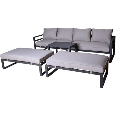 PORTLAND záhradná súprava, hliník, sivá