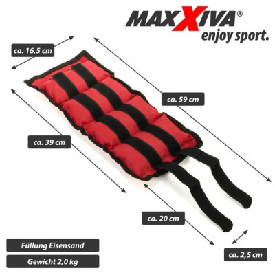 MAXXIVA záťažové manžety, 2 x 2 kg, červená