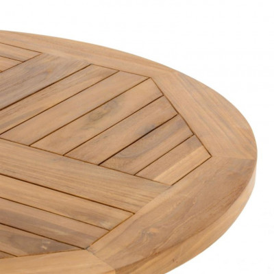 DIVERO guľatý záhradný stolík z teakového dreva, Ø 80 cm